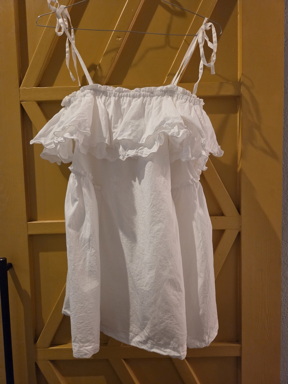 Free People White Ruffle Removable Tie-Strap Women's Dress